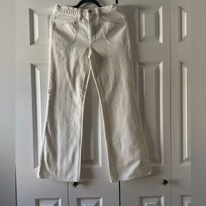 NILI LOTAN "Francois" HIGH WAIST WHITE DENIM 2 front pocket jeans, cream wash
26